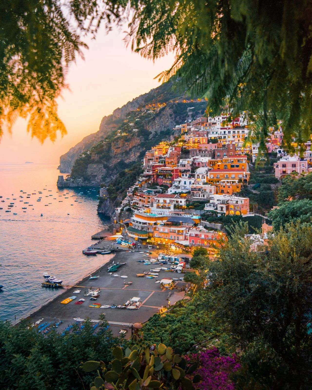 Positano sunset on the Amalfi Coast